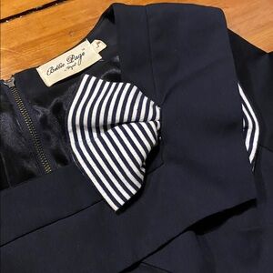 Tatyana navy nautical dress with striped bow collar